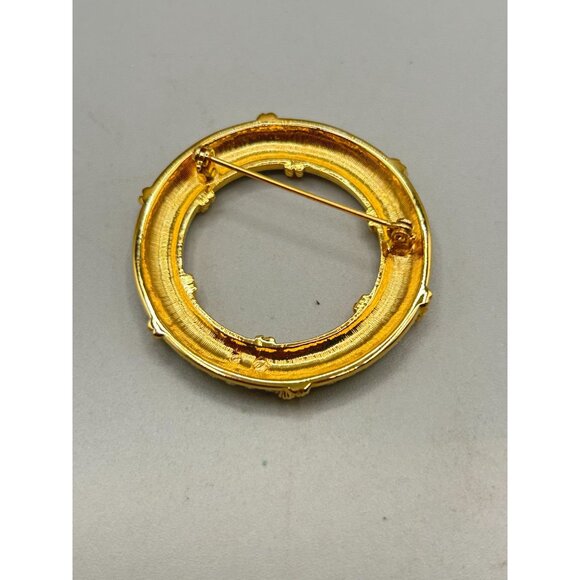 Vintage Swarovski Crystal Nautical Pin Brooch Gold & Silver Tone Life Preserver - Picture 5 of 7